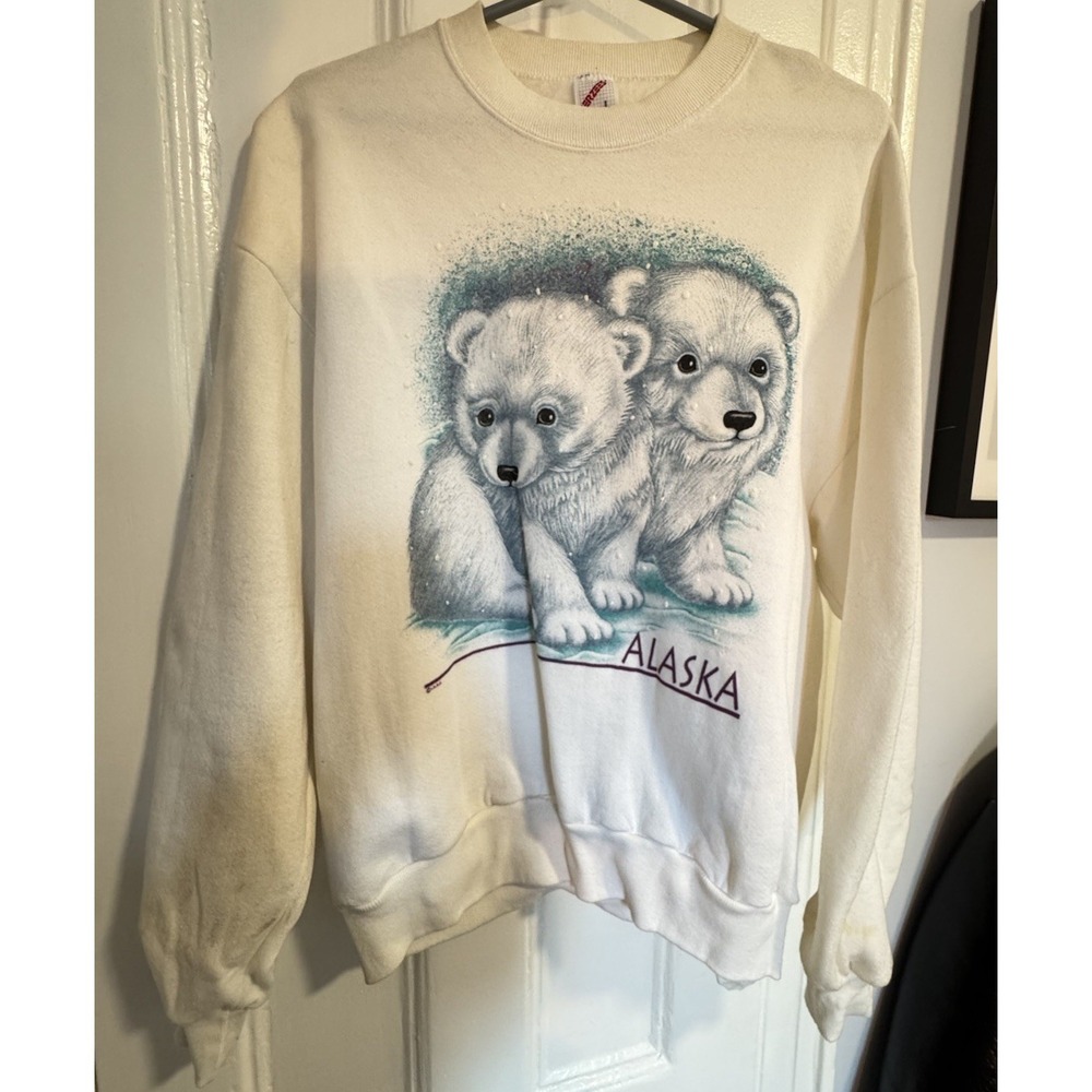 Vintage Jerzees Alaska Sweatshirt Made In USA Large White